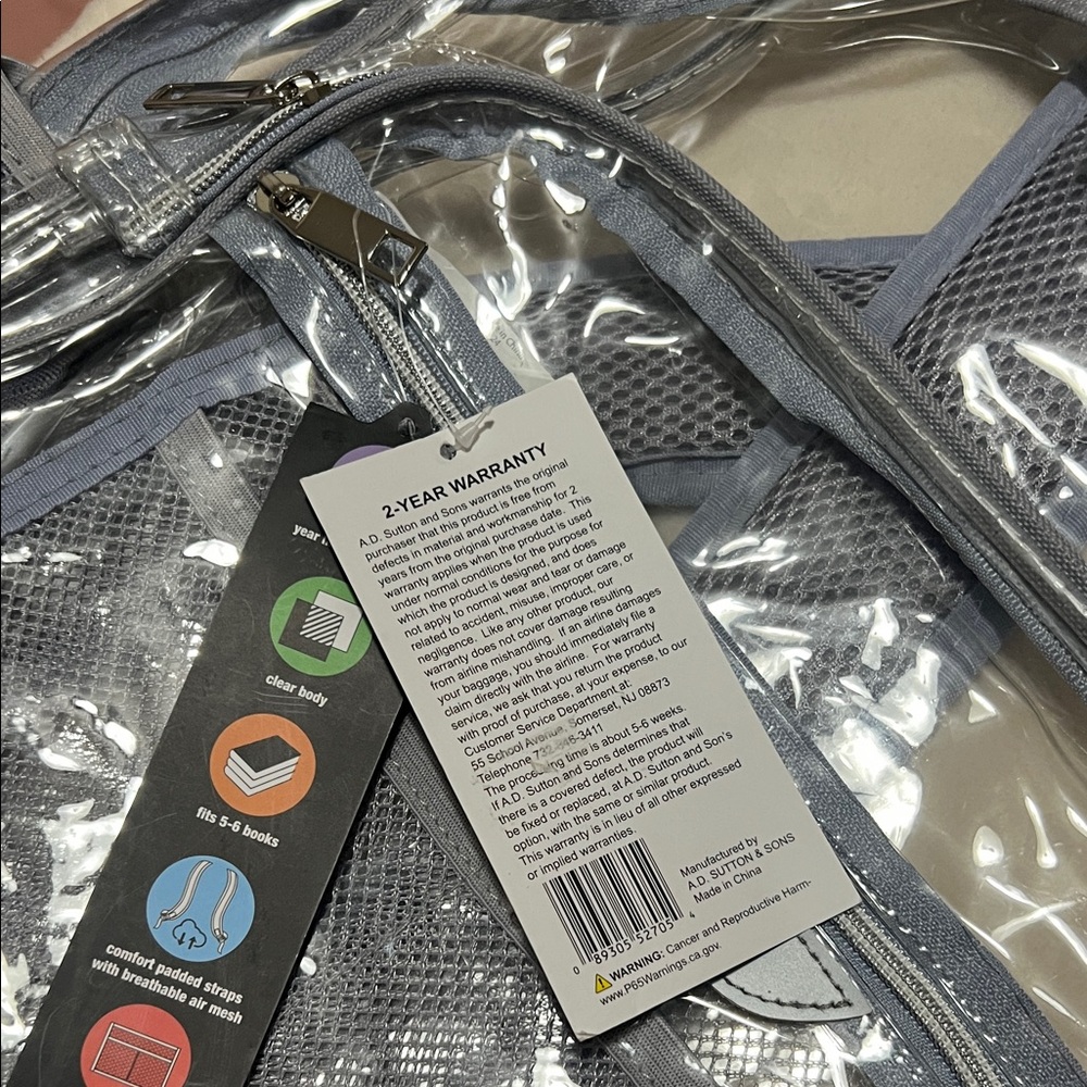 Summit Ridge Clear Gray Transparent Backpack by - 18" - Picture 2 of 6
